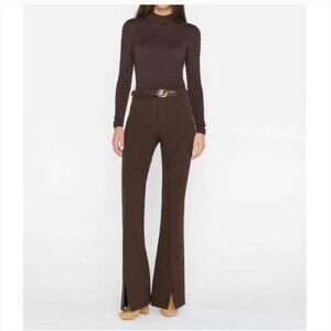 NWOT Frame Le High Flare Split Hem Trouser Pants Brown Size 2 Work Office Career